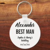 Porte-clés Best Man Cadeau Moderne Typographie Script Mariage (Recto)