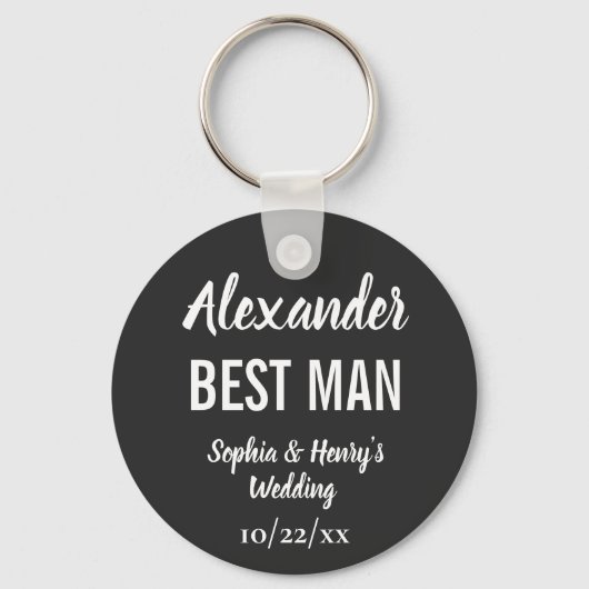 Porte-clés Best Man Modern Typographie Script Mariage noir (Recto)