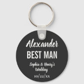 Porte-clés Best Man Modern Typographie Script Mariage noir (Verso)