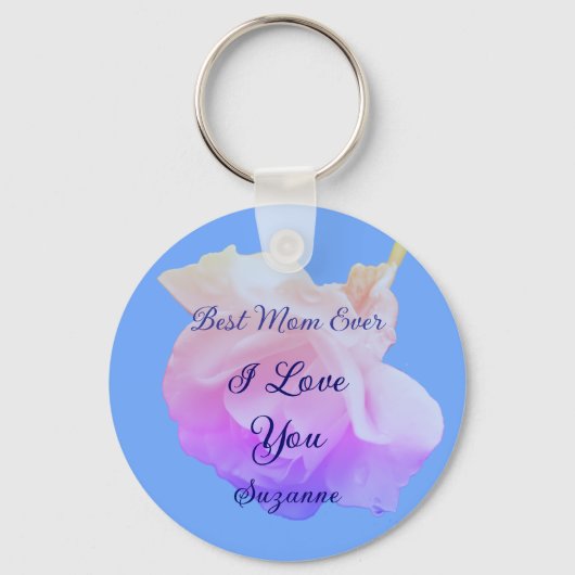 Porte-clés Best Mom Ever White Rose Personalized (Recto)