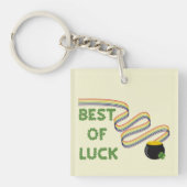 Porte-clés Best of Luck Greeting with Clovers and Rainbow (Devant)