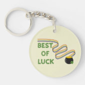 Porte-clés Best of Luck Greeting with Clovers and Rainbow (Devant)