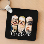 Porte-clés Besties Animal simple moderne Jouer Trois photos<br><div class="desc">Ce design simple et moderne est composé d'une typographie de script simple et moderne. Ajoutez des photos personnalisées de votre animal de compagnie chat,  chien ou oiseaux.</div>