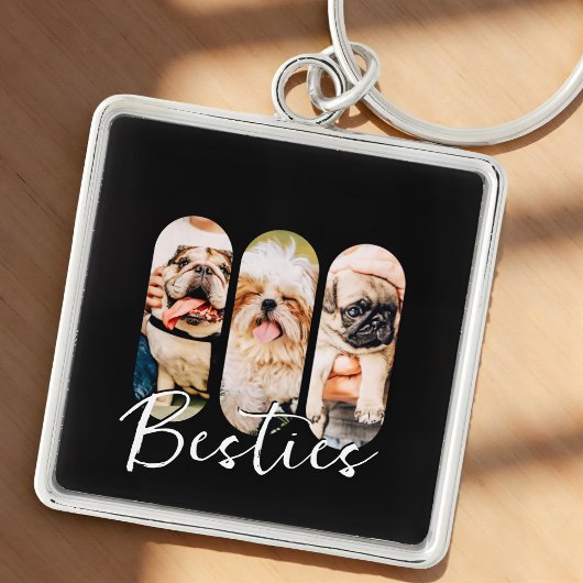 Porte-clés Besties Animal simple moderne Jouer Trois photos