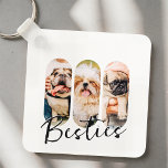 Porte-clés Besties Animal simple moderne Jouer Trois photos<br><div class="desc">Ce design simple et moderne est composé d'une typographie de script simple et moderne. Ajoutez des photos personnalisées de votre animal de compagnie chat,  chien ou oiseaux.</div>
