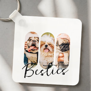 Porte-clés Besties Animal simple moderne Jouer Trois photos