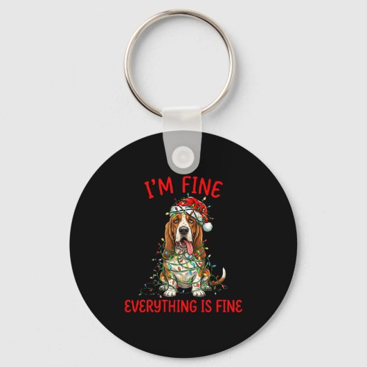 Porte-clés Bet Hound Dog Christmas I'm Fine Everything Is Fin (Recto)