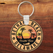 Porte-clés Bethany Beach Delaware Palmiers Retro Sunset 80s (Recto)