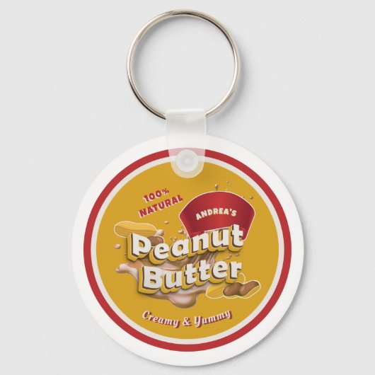 Porte-clés Beurre d'arachide logo personnalisé mignon rouge e (Recto)