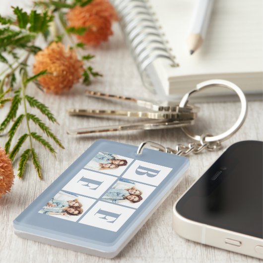 Porte-clés BFF 3 Photo Collage Best Friends Dusty Blue (Devant droit)