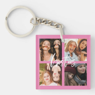 Porte-clés BFF Best Friends script photo cadeau rose