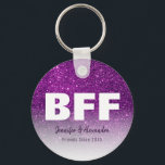 Porte-clés BFF Purple Gold Glitter Personalized Best Friends<br><div class="desc">BFF Purple Gold Glitter Sparkly Personalized Best Friends Modern keychain
Perfect for birthday gifts 
Chic and elegant girly design for besties</div>