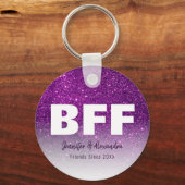 Porte-clés BFF Purple Gold Glitter Personalized Best Friends (Recto)