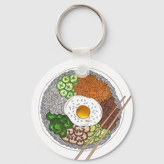 Porte-clés Bibimbap cuisine coréenne cuisson riz oeuf plat (Recto)
