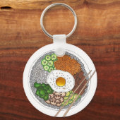 Porte-clés Bibimbap cuisine coréenne cuisson riz oeuf plat (Recto)