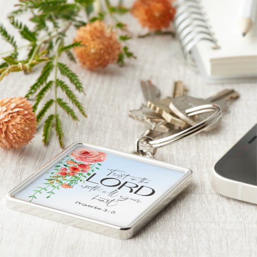 Porte-clés Bible Proverbs Floral scripture (Côté)