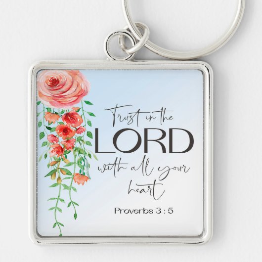 Porte-clés Bible Proverbs Floral scripture (Devant)