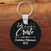 Porte-clés Bible religieuse chrétienne Verse 4 13 Philippiens (Recto)