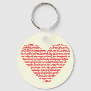 Porte-clés Bible Verse 1 Corinthiens 13 Love Heart Word Art