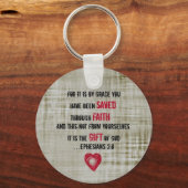 Porte-clés Bible Verse Éphésiens 2:8 (Recto)