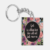 Porte-clés Bible Verset Floral Violet Rose (Devant gauche)