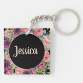 Porte-clés Bible Verset Floral Violet Rose (Dos)