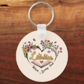 Porte-clés Bibliothécaire compatissante - Floral Heart Design (Verso)