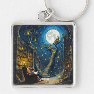 Porte-clés Bibliothèque d'arbre de garçon mignonne Imaginaire