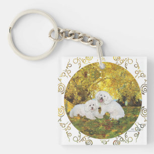 Porte-clés Bichon Frisé Automne Doré