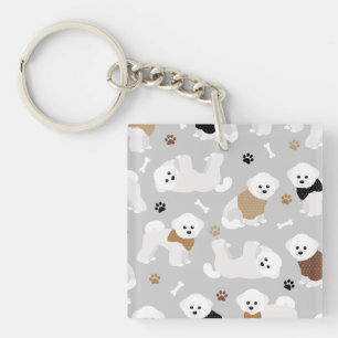 Porte-clés Bichon Frise Bones and Paws Grey
