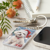 Porte-clés Bichon Frise Chien Hiver Merveilles Pays de Noël J (Devant droit)