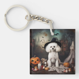 Porte-clés Bichon Frise Citrouilles Halloween effrayant