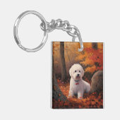 Porte-clés Bichon Frise en automne Feuilles automne Inspire (Devant gauche)