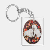 Porte-clés Bichon frisé floral (Devant gauche)