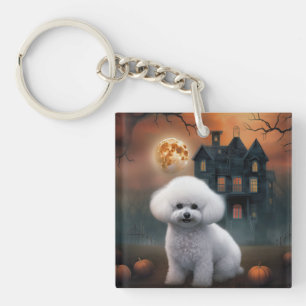 Porte-clés Bichon Frise Halloween Effrayant 