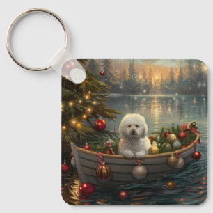 Porte-clés Bichon Frise Noël Festive Voyage