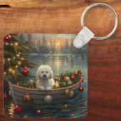 Porte-clés Bichon Frise Noël Festive Voyage (Verso)