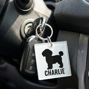 Porte-clés Bichon Frise silhouette de chien personnalisé avec