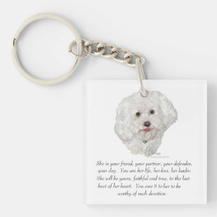 Porte-clés Bichon Frise Souvenir FEMELLE