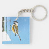 Porte-clés Bickadee sur la peinture d'alimentation - Oiseaux  (Dos)