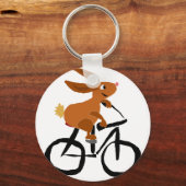 Porte-clés Bicycle Brown amusant à cheval lapin (Recto)