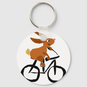 Porte-clés Bicyclette Brown drôle d'équitation de lapin