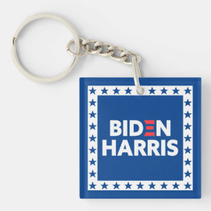 Porte-clés Biden / Harris Stars Frame Blanc Bleu