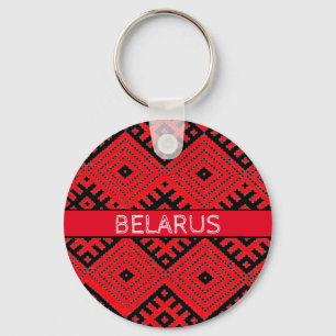 Porte-clés Biélorussie Б е л р у а с Folk Motif Rouge Porte -