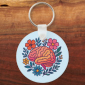 Porte-clés Bien-être mental Brain en fleurs (Recto)