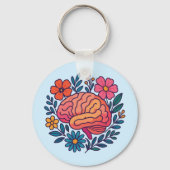 Porte-clés Bien-être mental Brain en fleurs (Verso)