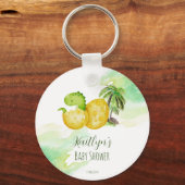 Porte-clés Bientôt l'éclosion aquarelle vert bébé dinosaure (Recto)