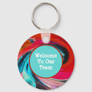 Porte-clés Bienvenue À Notre Équipe Vivid Swirled Tie Dye Emp