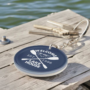 Porte-clés Bienvenue à notre Lake House Personnalisé