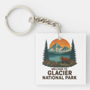Porte-clés Bienvenue au parc national des Glaciers de Brodery